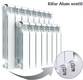 Rifar Alum ventil. Радиатор Рифар Алюм с нижним подключением.