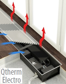 Qtherm Electro - внутрипольный электрический конвектор Varmann с принудительной конвекцией, с вентилятором